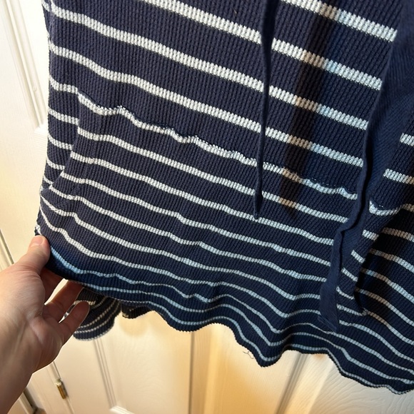 Pact Navy and White Striped Cowl Neck Sweater - Picture 3 of 7